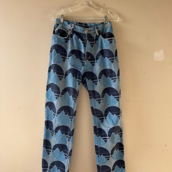 Authentic Acne Studios Blå Konst Log Print Jeans - Picture 2 of 9